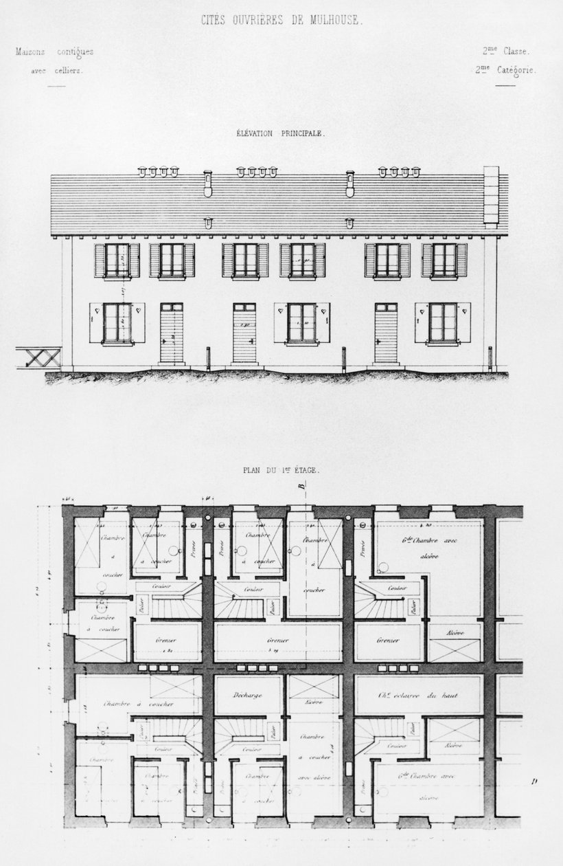 Asuntorakennus Mulhousessa 1800-luvun lopulla tekijältä French School
