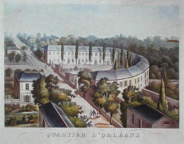Asuntoprojekti (valmis) Quartier Orleansissa, rue Halle, n. 1840-50 (väri litho) tekijältä French School