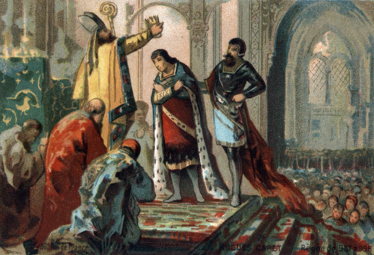 Hugues Capet, Ranskan kuningas 987–996, teki Reimsin arkiston Adalberonin (noin 925–990) pyhän poikansa, tulevan Robert II:n hurskaan (972–1031), Cathedrale d