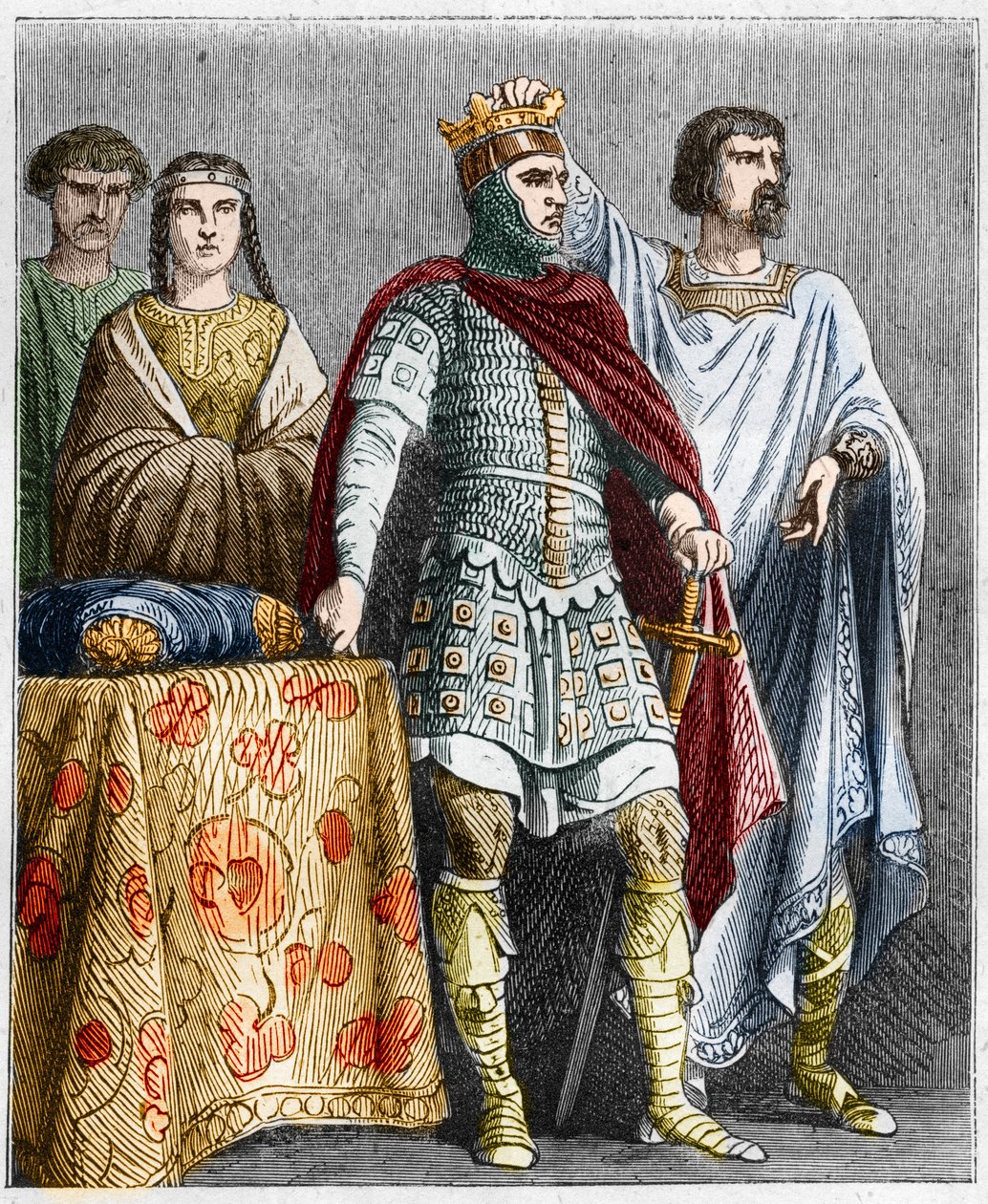 Hugues Suuri (897-956) kruunaa Burgundin Raoulin tai Rodolphen (noin 890-936), Burgundin herttuan ja Ranskan kuninkaan. Kaiverrus Paul Lehugeurin Histoire De France En Centin maalauksiin 1891 tekijältä French School