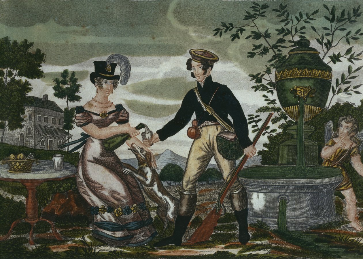 Metsästyskokous, levy 2, 1800-luvun alku (värikaiverrus) tekijältä French School