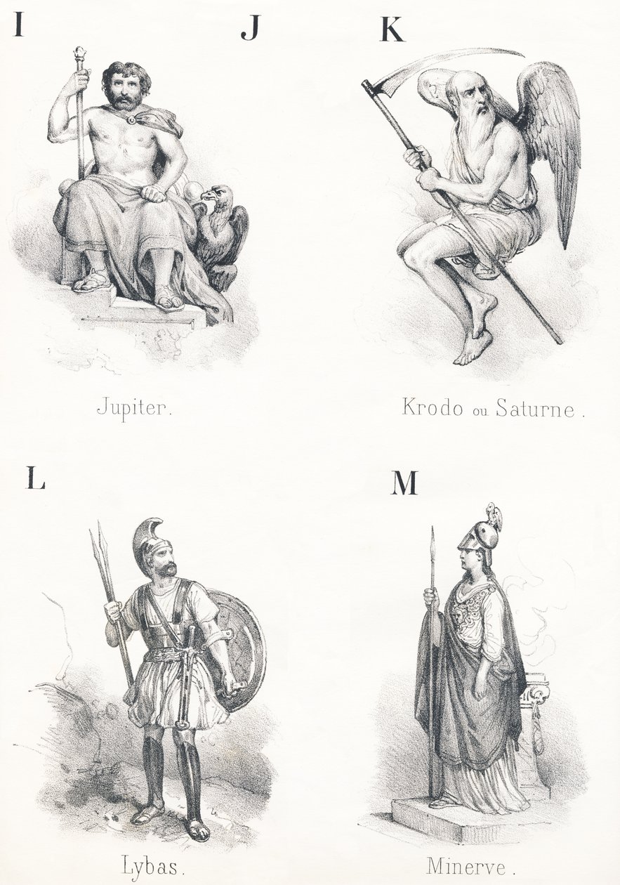 ; IJ K L M: Jupiter, Krodo, Lybas, Minerva tekijältä French School