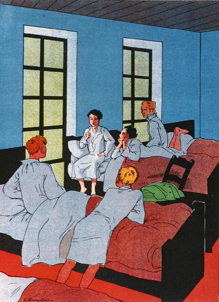 "Luulen, että kerroin vain vakavasti, mitä minun piti kertoa" kohtaus "David Copperfield" VII luvun VII luvusta, Charles Dickens (1812-70) (väri litho) tekijältä French School
