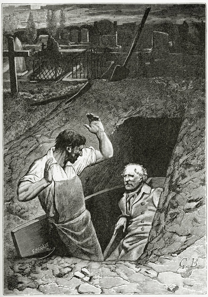 Kuvitus teoksesta Les Misérables, 18th Century (bw-kaiverrus) tekijältä French School