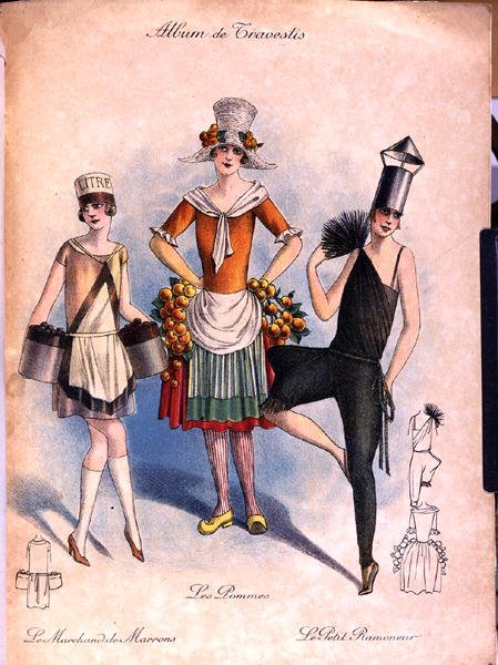 Kuvitus "Album de Travestis", n. 1920-30 (väri litho) tekijältä French School