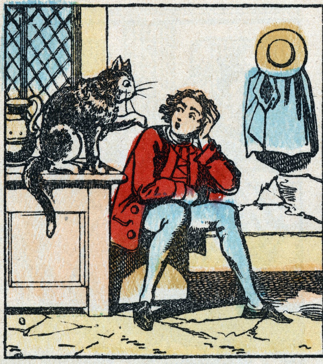 Kuva Charles Perraultin tarinasta "Kissa Botte". Puukaiverrus Imaging Pellerin - Epinal, sd. 1800-luvun loppu. tekijältä French School