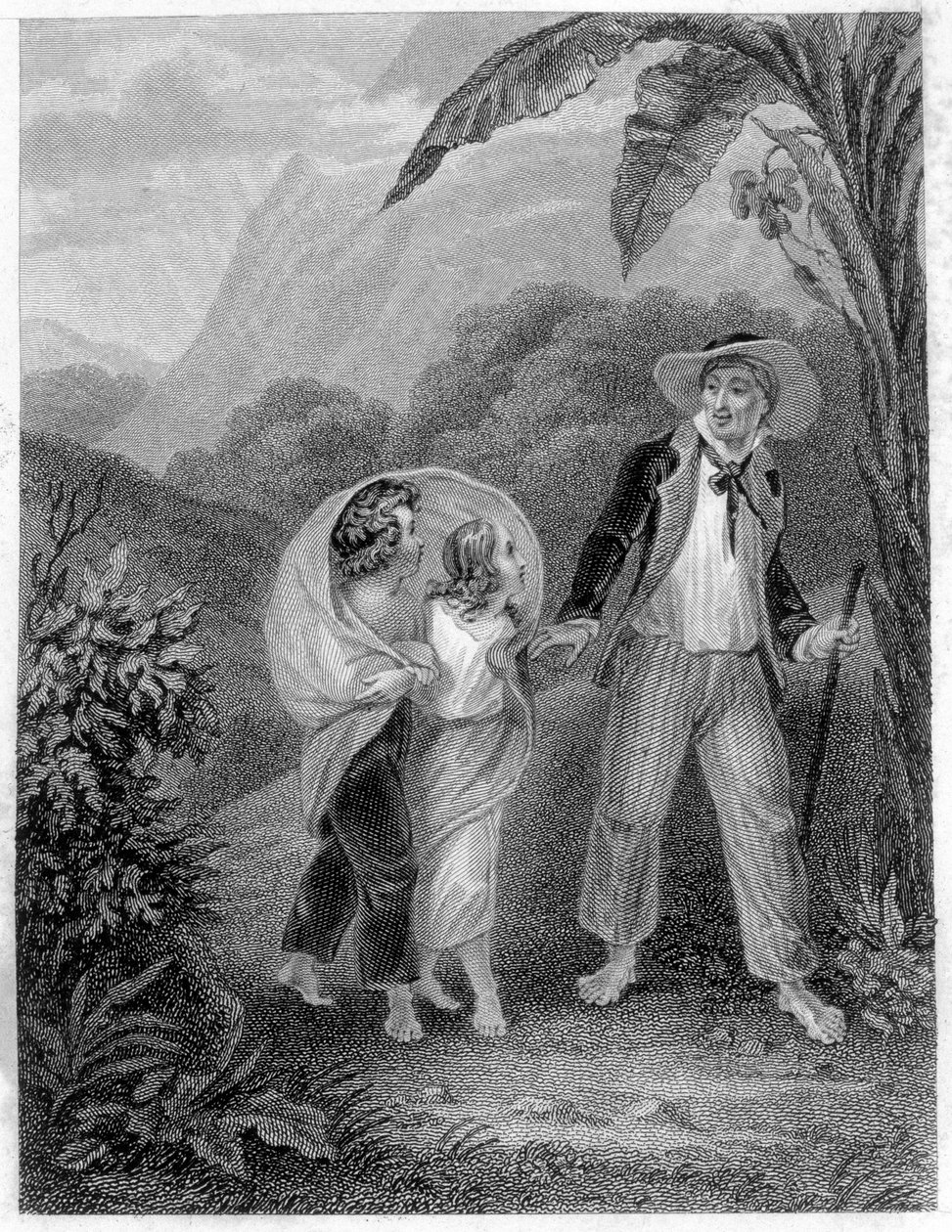 Kuva "Paul ja Virginia". Roman kirjoittanut Henri Bernardin de Saint Pierre (Saint-Pierre tai St-Pierre), ranskalainen kirjailija (1737-1814). tekijältä French School