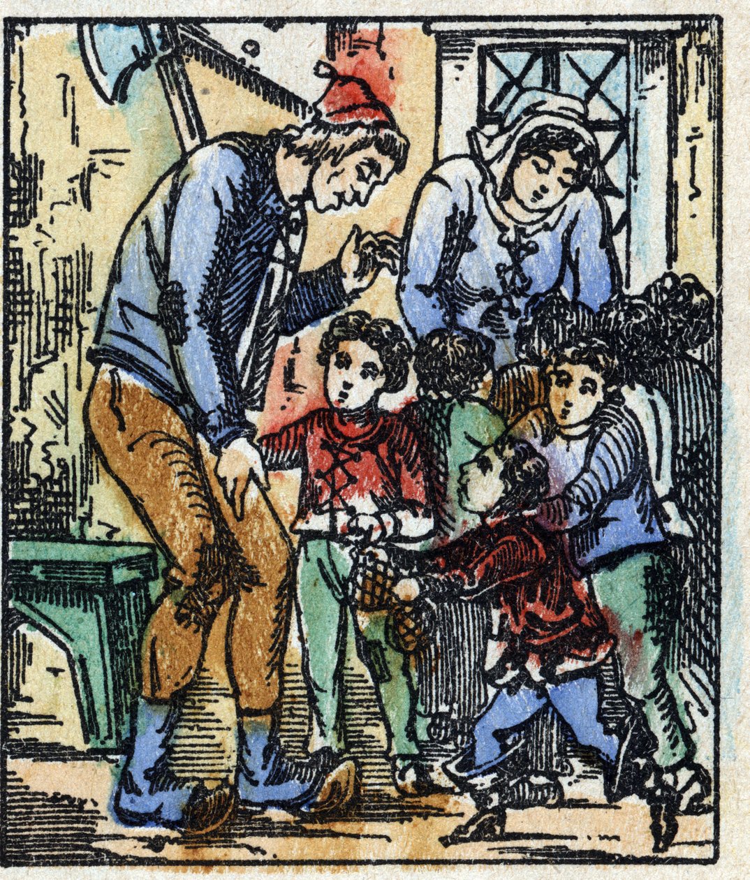 Kuva Charles Perraultin "" Le petit poucet "" -tarinasta. Puukaiverrus Imaging Pellerin - Epinal, sd. 1800-luvun loppu. tekijältä French School