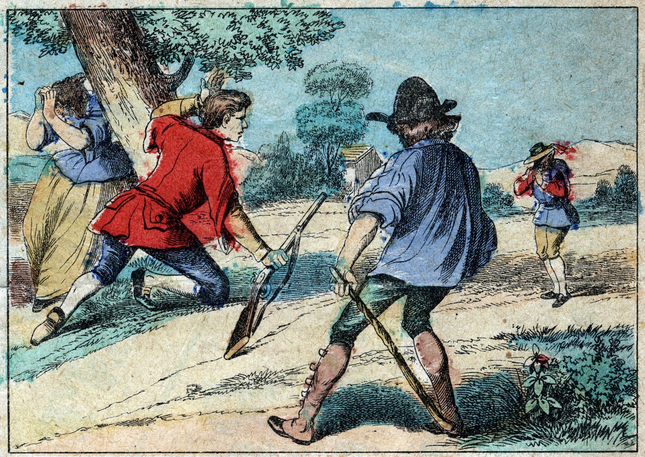 Kuva Jean de la Fontainen (1621-1695) sadusta: sudesta tuli paimen. Epinaalinen kuvantaminen 1800-luvun lopulla. tekijältä French School