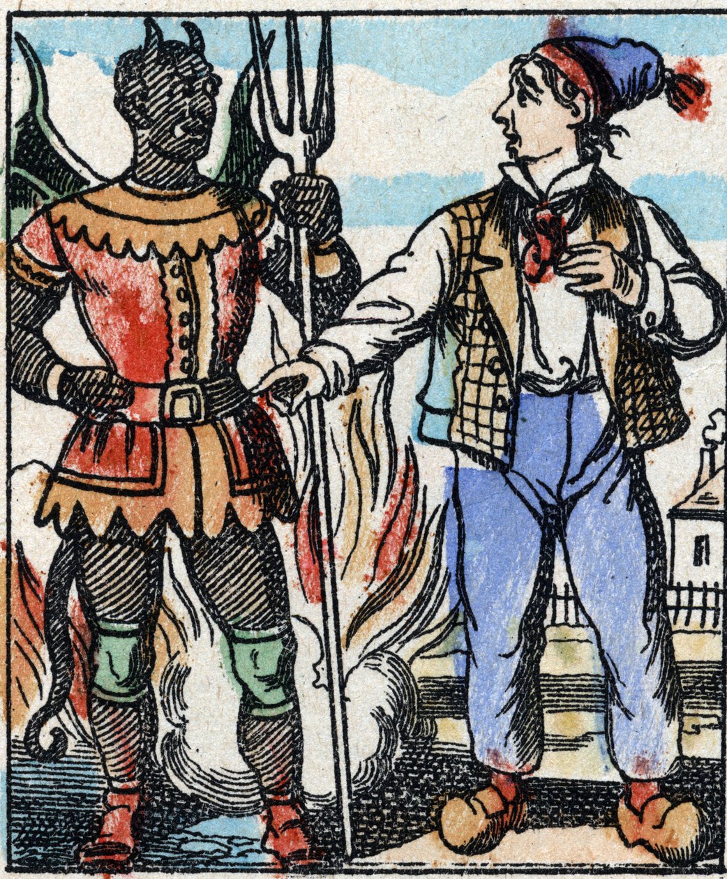 Kuva tarinasta "" Paholaisen haarukka "" Puukaiverrus Imaging Pellerin - Epinal, sd. 1800-luvun loppu. tekijältä French School
