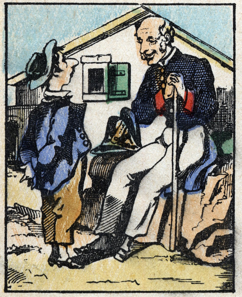 Kuva tarinasta "" Veridique Jeannot Serinetin historia "" Kuvien puukaiverrus Pellerin - Epinal, sd. 1800-luvun loppu. tekijältä French School