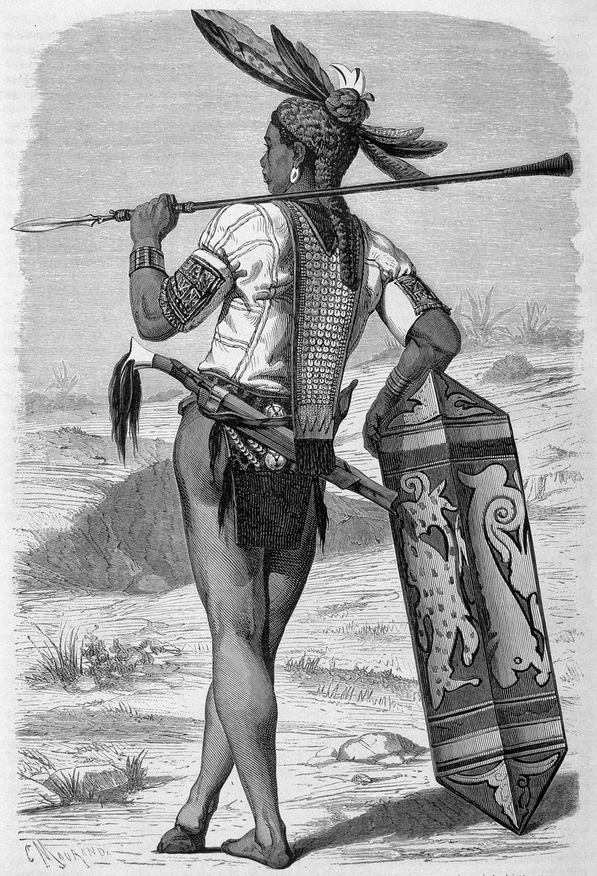 "Le Tour du monde" -julkaisussa vuosina 1870 - 1871 julkaistu kuvitus kuvaa dayakia (alkuperäiskansaa) Borneon saarella. Kaiverrus. tekijältä French School