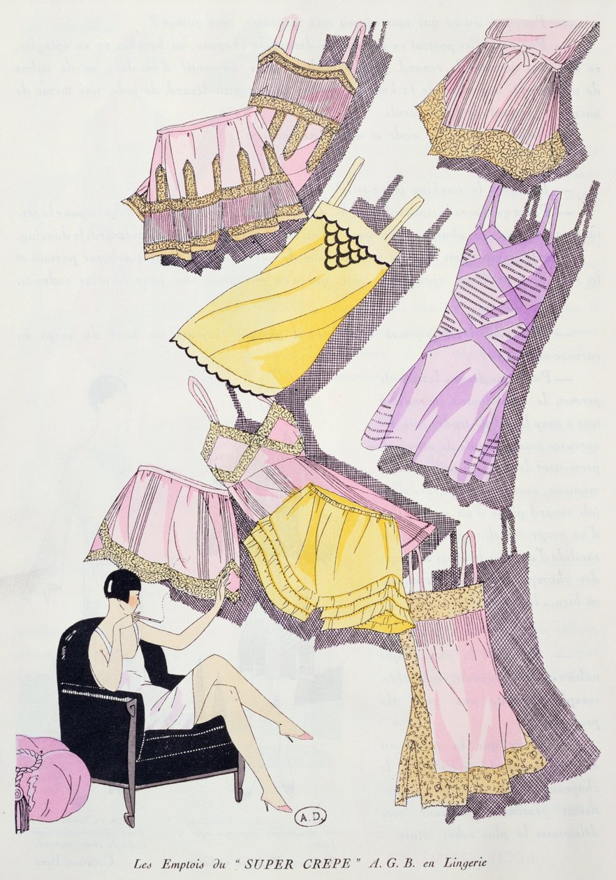 Kuvia alusvaatteista muotilehdestä Art, Gout, Beaute, heinäkuu 1926 tekijältä French School