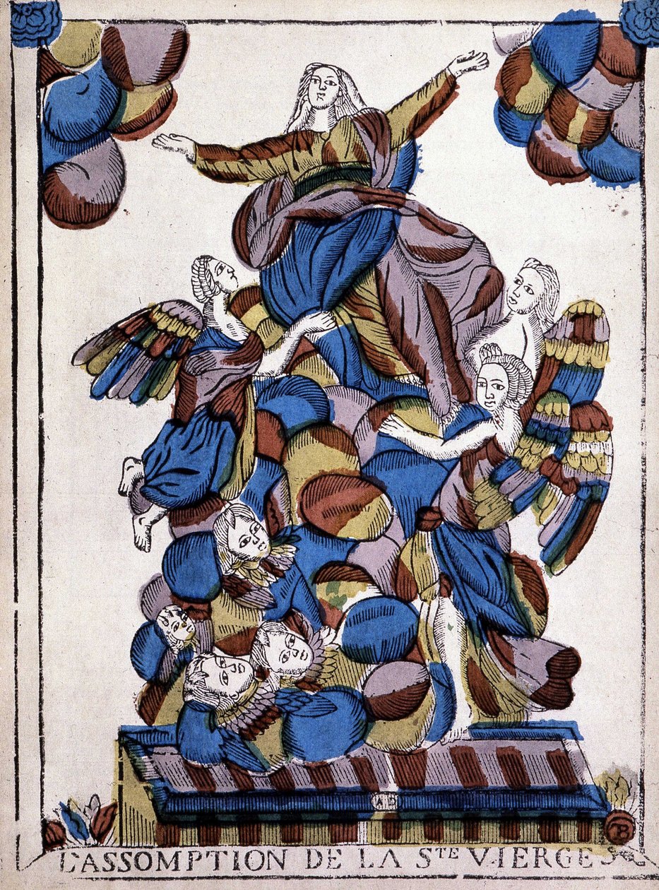 Kuva: Epinal: Assumption of the Virgin, c. 1820, Pierre Louis Duchartren ja René Saubrierin "suosittu kuva", Librairie de France tekijältä French School