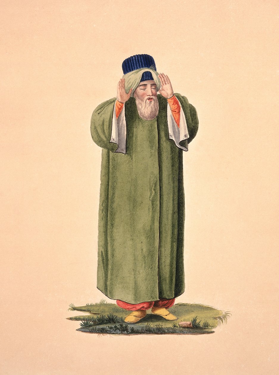Imaami kutsuu rukoukseen, luultavasti Cousinery, ottomaanien aika, 1700-luvun kolmas neljännes (wc paperilla) tekijältä French School