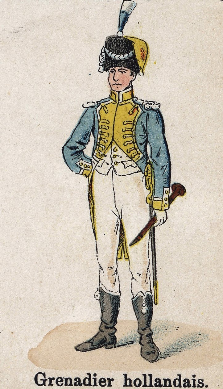 Keisarillinen kaarti Napoleon I: hollantilainen lelakrenadieri - muusikko. Lautas Lienhartin ja Humbertin kirjasta Les Uniforms de l