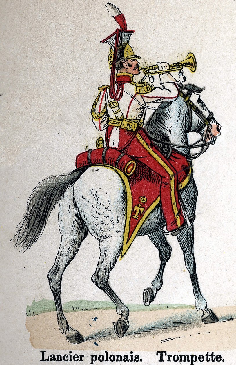 Keisarillinen kaarti Napoleon I: Puolan Lancer - Trumpetti. Lautas Lienhartin ja Humbertin kirjasta Les Uniformes de l