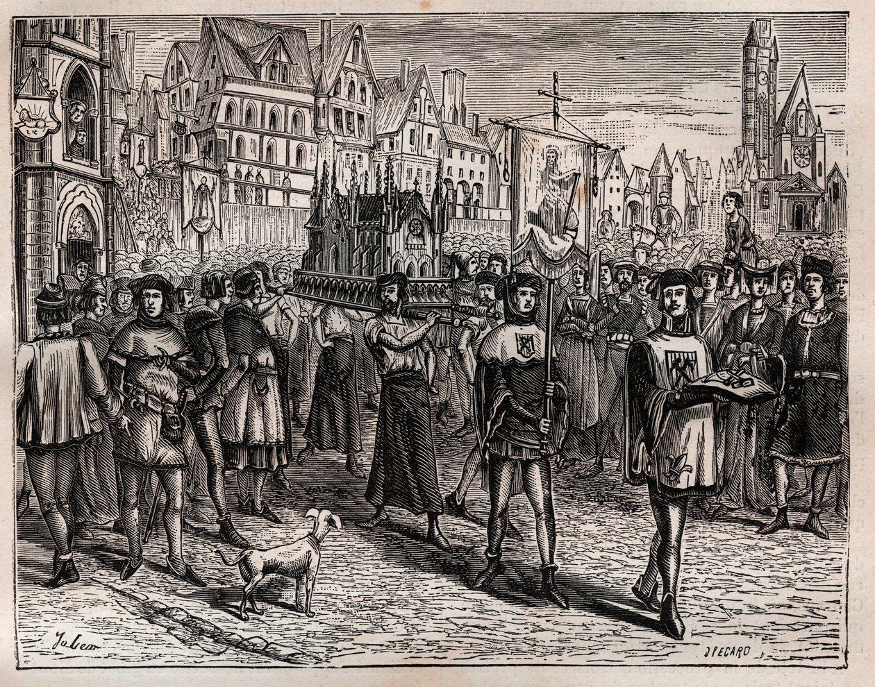 Vuonna 1318 Pariisin iltapäivä kutsui kaupungin papit kääntämään Saint-Magloiren pyhäinjäännöksiä - kulkue alkoi lähteä Saint-Magloiren kirkosta Rue Saint-Denis
