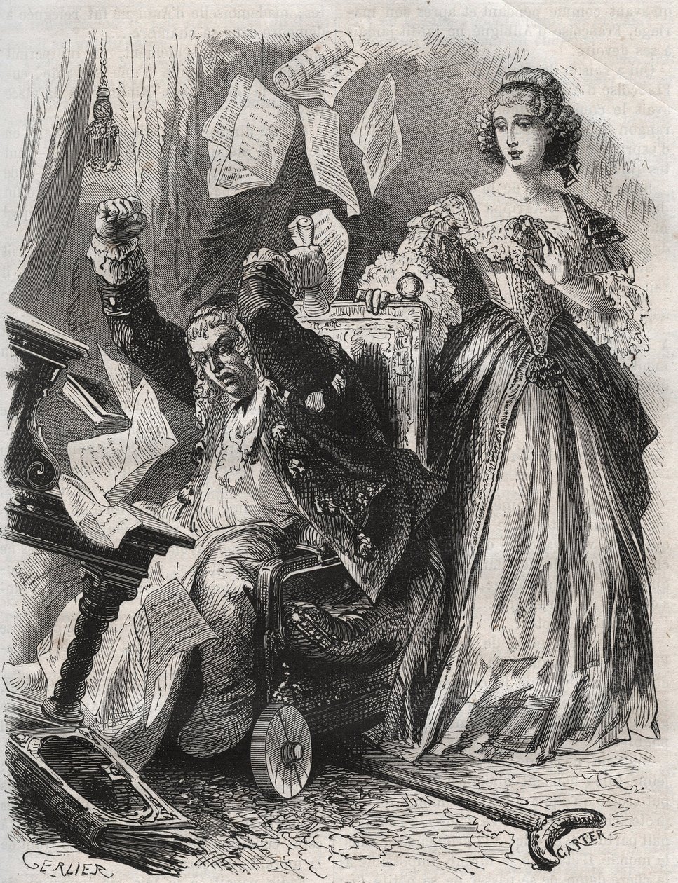 Hullun raivon saaliissa hän sai höyhenet, kirjat ja paperit lentämään: runoilija Paul Scarronin (1610-1660) viha vaimonsa Francoise d