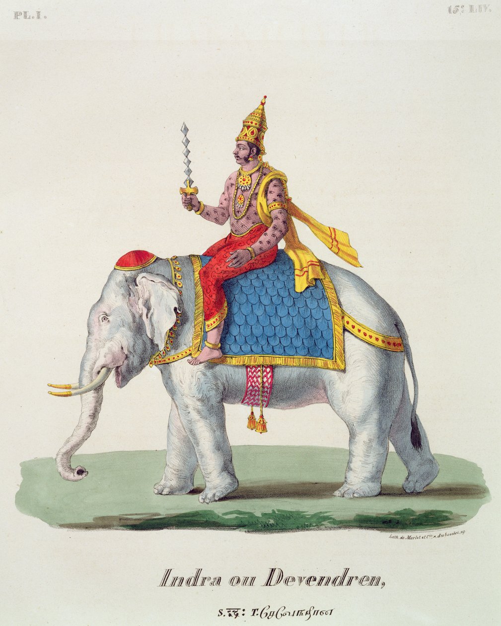Indra tai Devendra, LInde francaisesta..., kaiverrus Marlet & Cie, pub. Pariisi 1827-1835 tekijältä French School