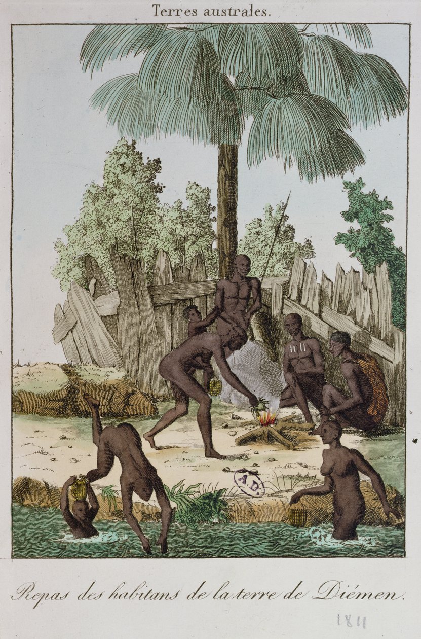 Diemenin asukkaat valmistamassa ateriaa, 1811 tekijältä French School