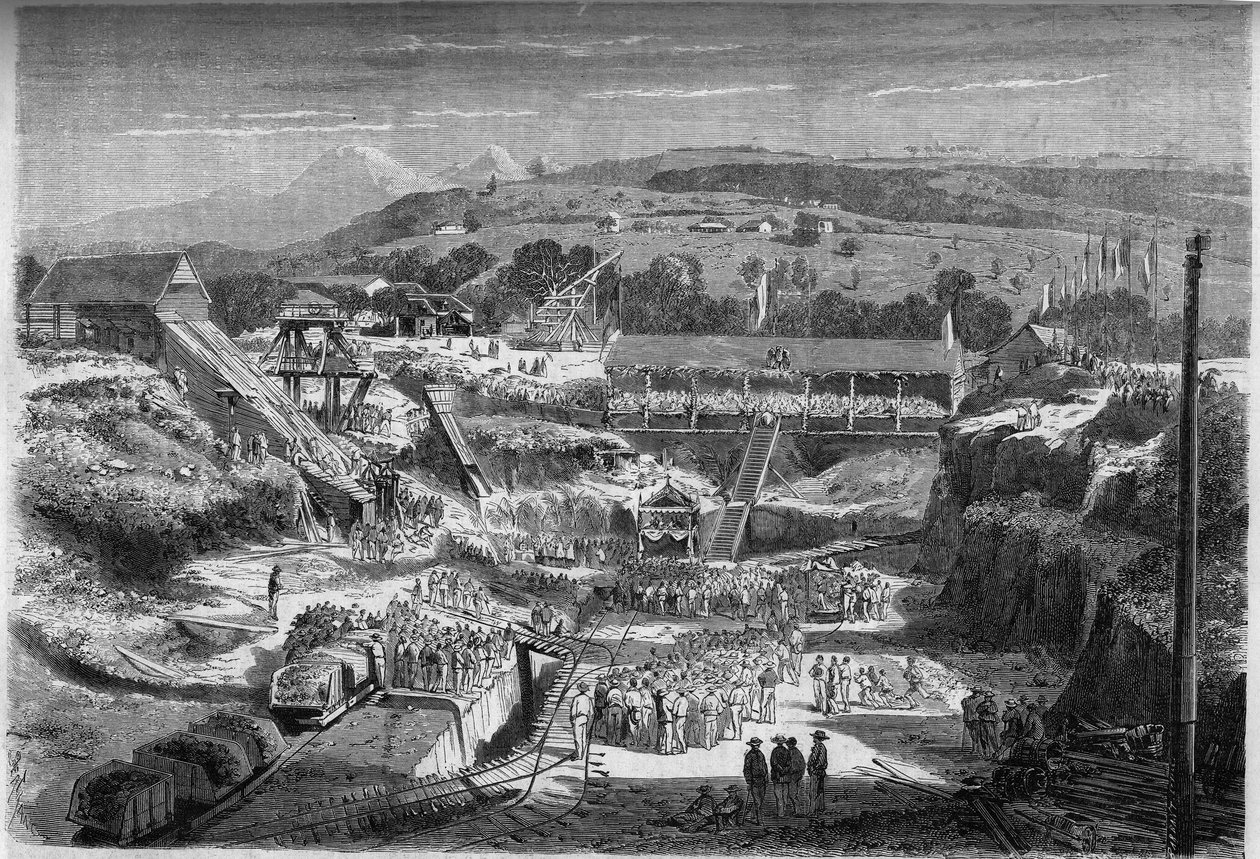 Ensimmäisen korjausaltaan asennus (jota käytetään veneiden rakentamiseen ja korjaukseen). Fort de France (Fort-de-France), Martinique tekijältä French School