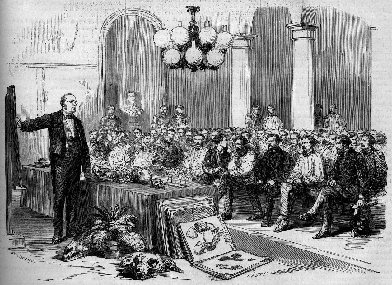 Ilmainen opetus: fysiikan ja luonnontieteen oppitunteja aikuisille. Chapellen kaupunginosa Pariisissa. Kaiverrus "Le Monde Illustre" -julkaisussa nro 513, 9. helmikuuta 1867. tekijältä French School