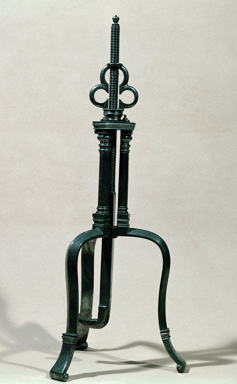 Trepanaatioinstrumentti, samanlainen kuin Ambroise Paren (n. 1510-90) 1500-1600-luvulta kuvaama instrumentti (metalli) tekijältä French School