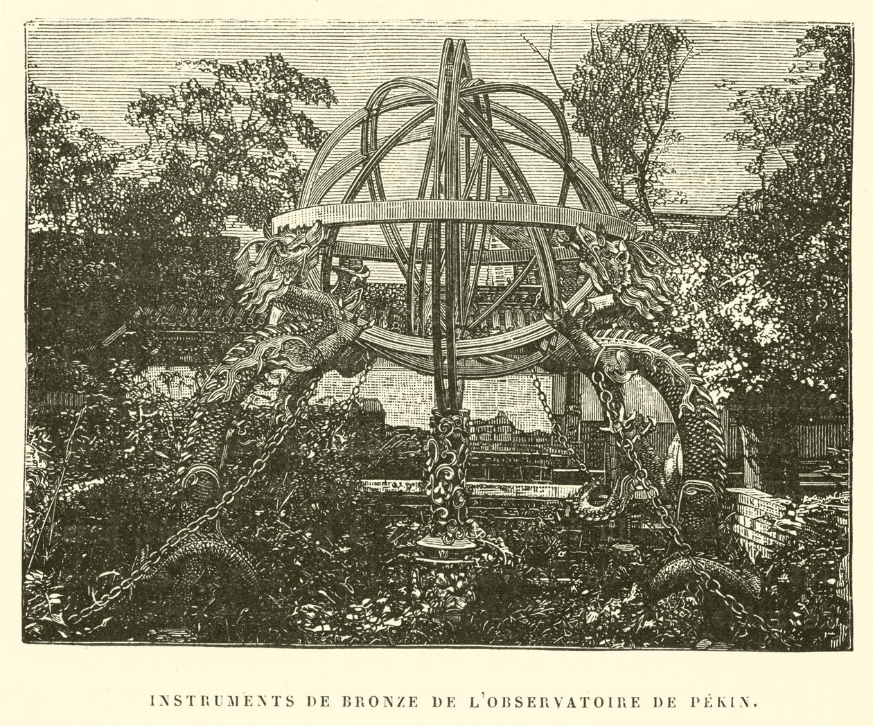 Pekingin observatorion pronssiset instrumentit (kaiverrus) tekijältä French School
