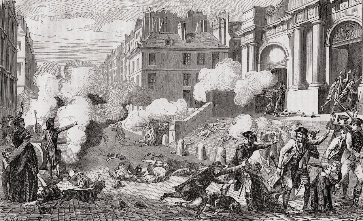 Päivän 13 Vendemiaire kapina, vuosi IV, 5. lokakuuta 1795, Louis Blancin (1811-82) "Histoire de la Revolution Francaisesta" tekijältä French School