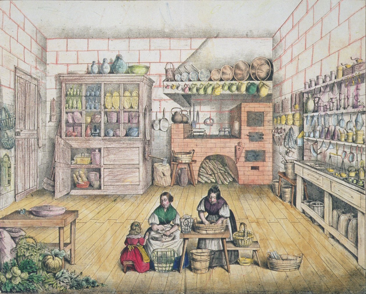 Ranskalaisen maalaiskeittiön sisustus, 1800-luvun loppu tekijältä French School
