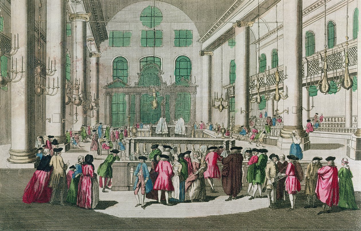 Synagogan sisätilat Purimin juhlan aikana tekijältä French School