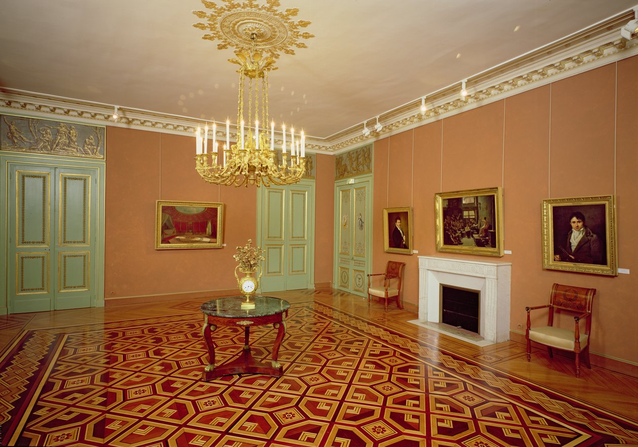 Intarsialattialla varustetun salongin sisustus, 1700-1800-luku tekijältä French School