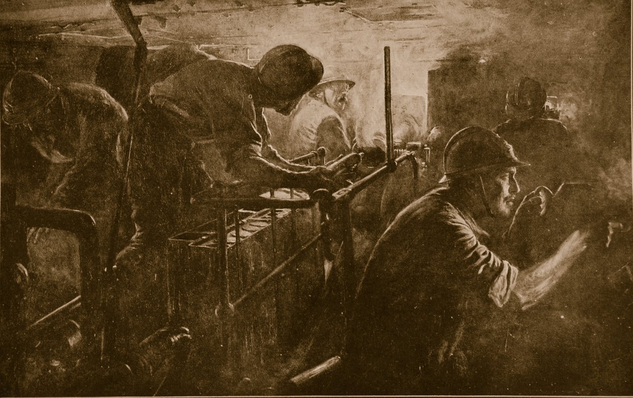 Ranskalaisen Assaultin tykistölle kuuluvan panssarivaunun sisäpuoli, 1914-18 tekijältä French School