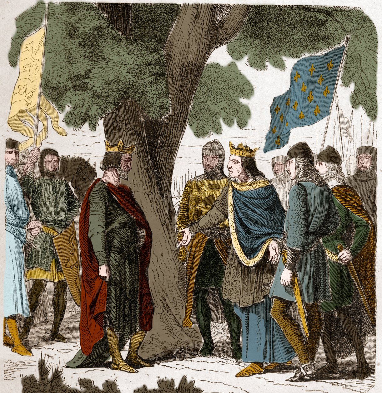 Gisorsin haastattelu Ylä-Normandiassa kuningas Philippe Augusten ja Englannin kuninkaan Henrik II 2 Plantagenetin (1133-1189) välillä vuonna 1188. tekijältä French School