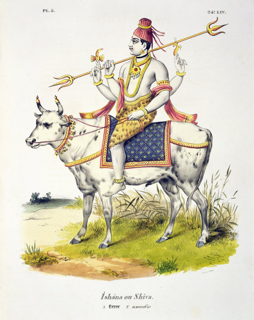 Ishana tai Shiva, kaiverrus C. de Motte (1785-1836) tekijältä French School