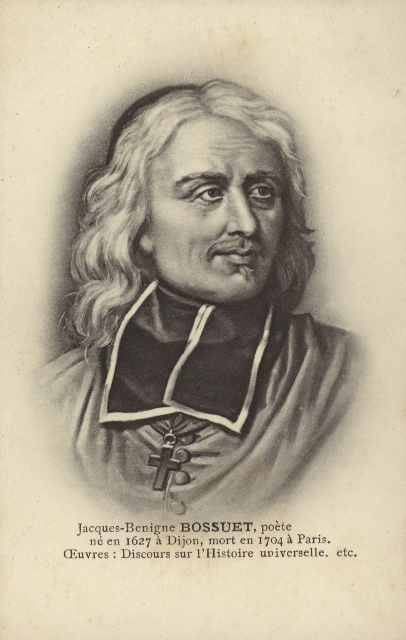 Jacques-Benigne Bossuet (1627-1704), ranskalainen katolinen piispa, teologi ja kirjailija (litografia). tekijältä French School