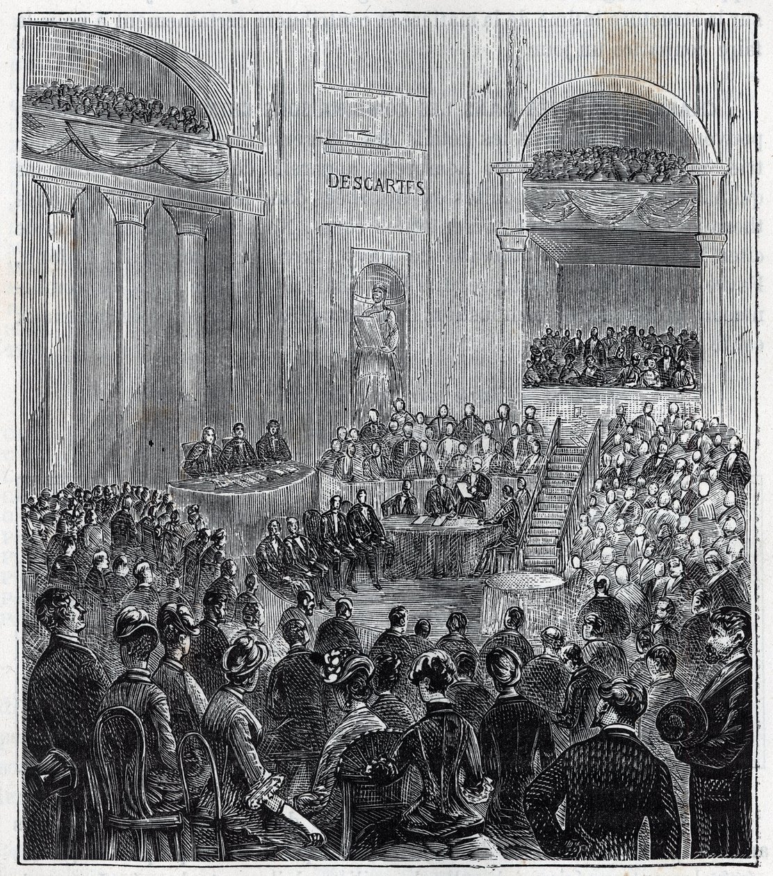 Jacques Babinet (1794 - 1872), ranskalainen fyysikko ja tähtitieteilijä viiden Akatemian juhlallisessa kokouksessa vuonna 1840 - Kaiverrus Alexis Clercin kirjaan "Kaikkien ulottuville tuodut tieteet - fysiikka ja kemia" - 1800-luvun loppu. Yksityinen kokoe tekijältä French School