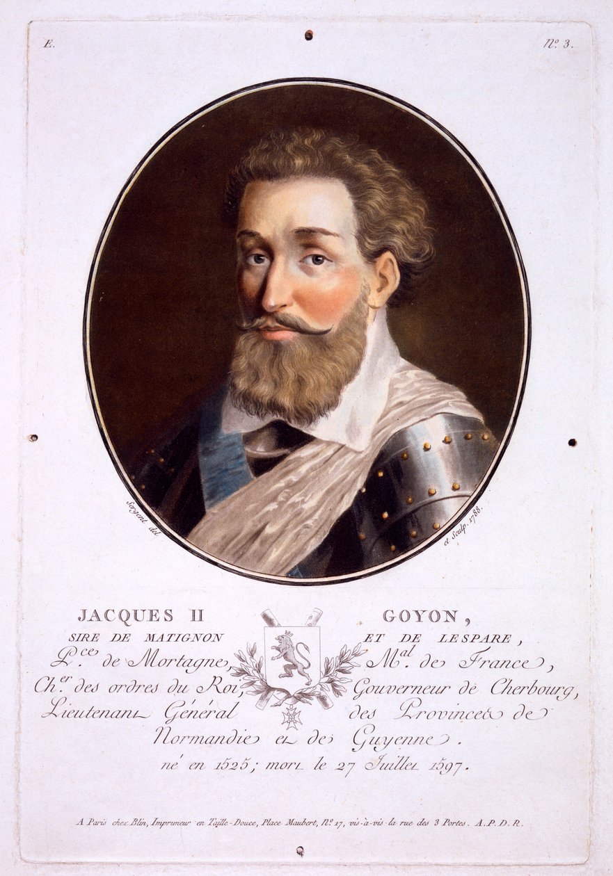 Jacques II Goyon, teoksesta Muotokuvat suurista miehistä, maineikkaista naisista ja ikimuistoisista Ranskan kohteista, julkaistu 1787-92 tekijältä French School