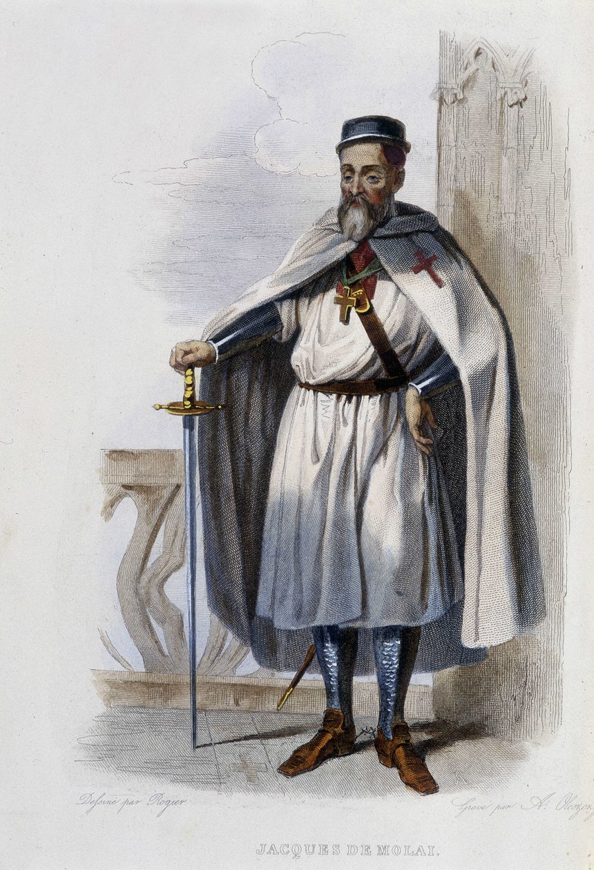 Jacques de Molai (tai Molay), viimeinen temppeliritarikunnan suurmestari (1243-1314) - kirjassa "" Le Plutarque francais", toim. Mennechet tekijältä French School