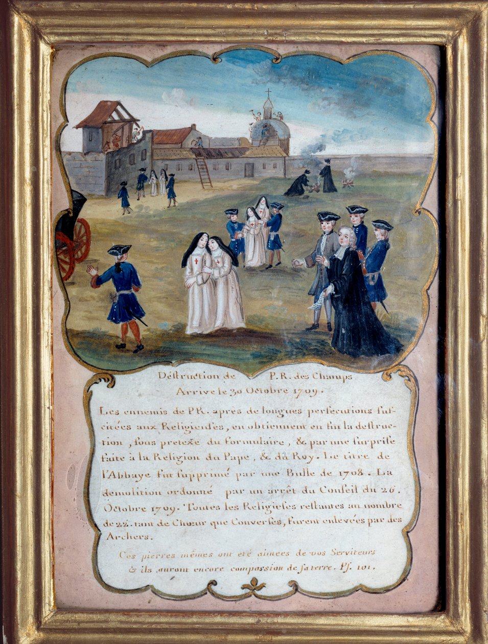 Jansenismi "" Port royal des champsin (Port-Royal-des-Champs) luostarin tuhoaminen vuonna 1709 accustaion d