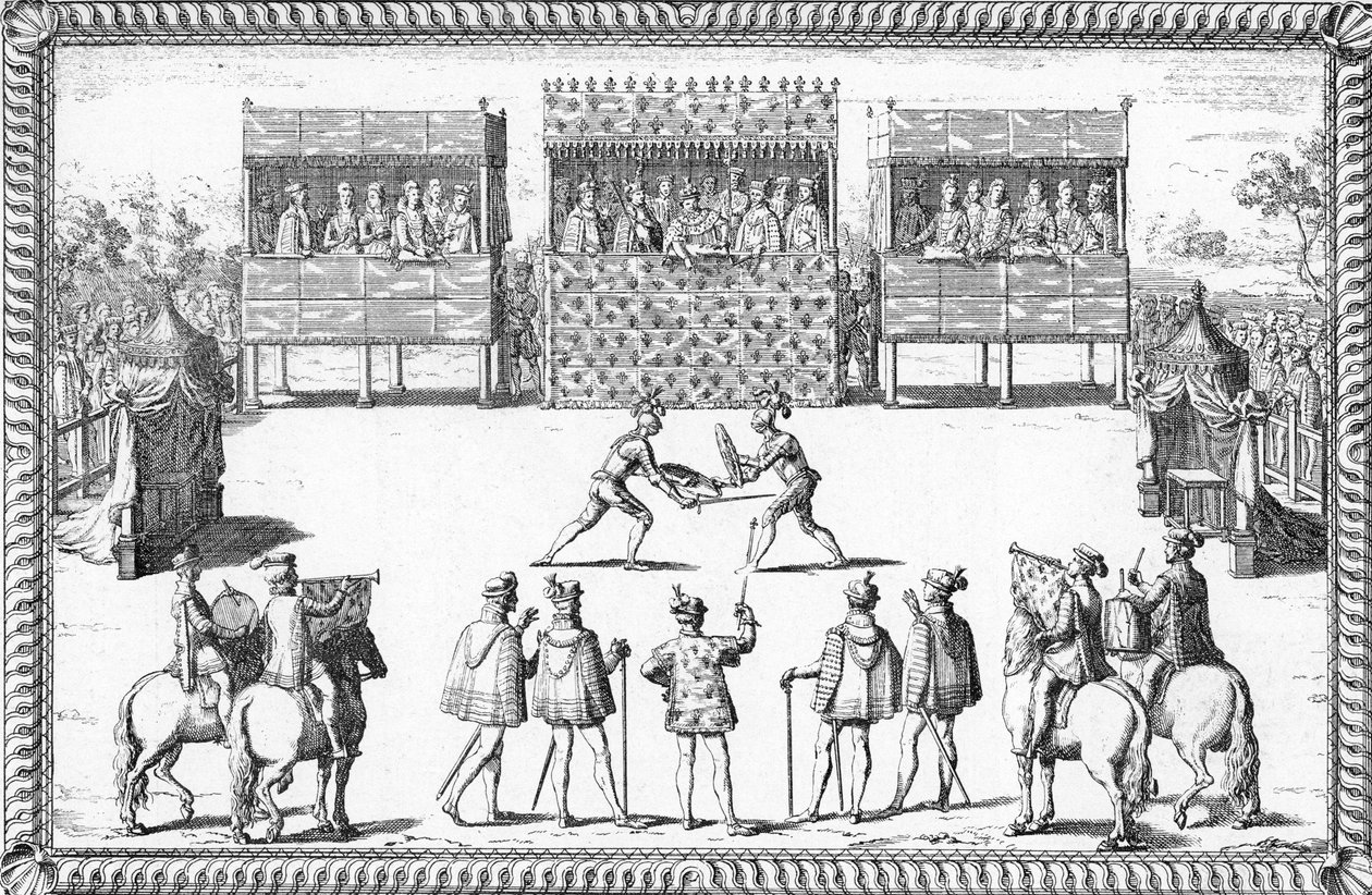 Jarnacin vallankaappaus: Guy Chabot de Jarnacin ja Francois de Vivonne de la Chataignerien kaksintaistelu Saint-Germain-en-Layen tuomioistuimessa tekijältä French School