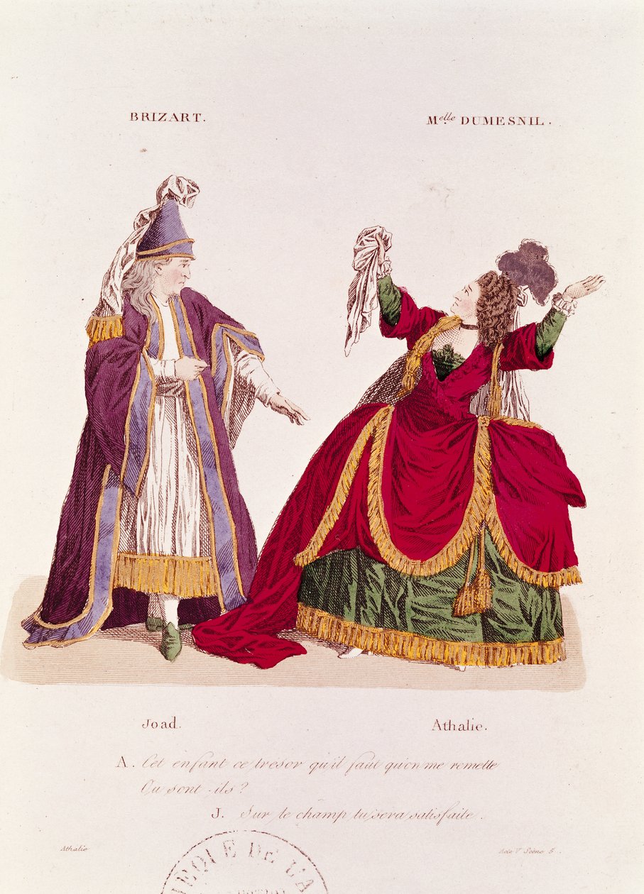 Jean-Baptiste Brizard (1721-91) Joadin ja Mademoiselle Dumesnilin (1713-1803) roolissa Athalien roolissa, kohtaus Jean Racinen (1639-99) Athalie-elokuvan 5. näytöksestä. tekijältä French School