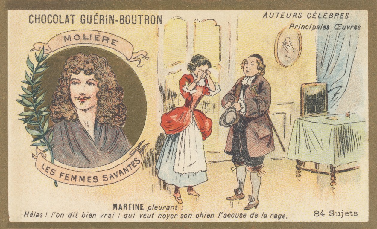 Jean-Baptiste Poquelin dit Moliere (1622-1673), ranskalainen koomikko ja näytelmäkirjailija, kirjailija Les Femmes savantes (1672) tekijältä French School
