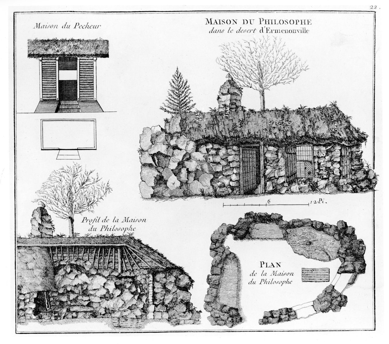 Jean-Jacques Rousseaun Eremitaaši Ermenonvillessä (katso myös 430491) tekijältä French School