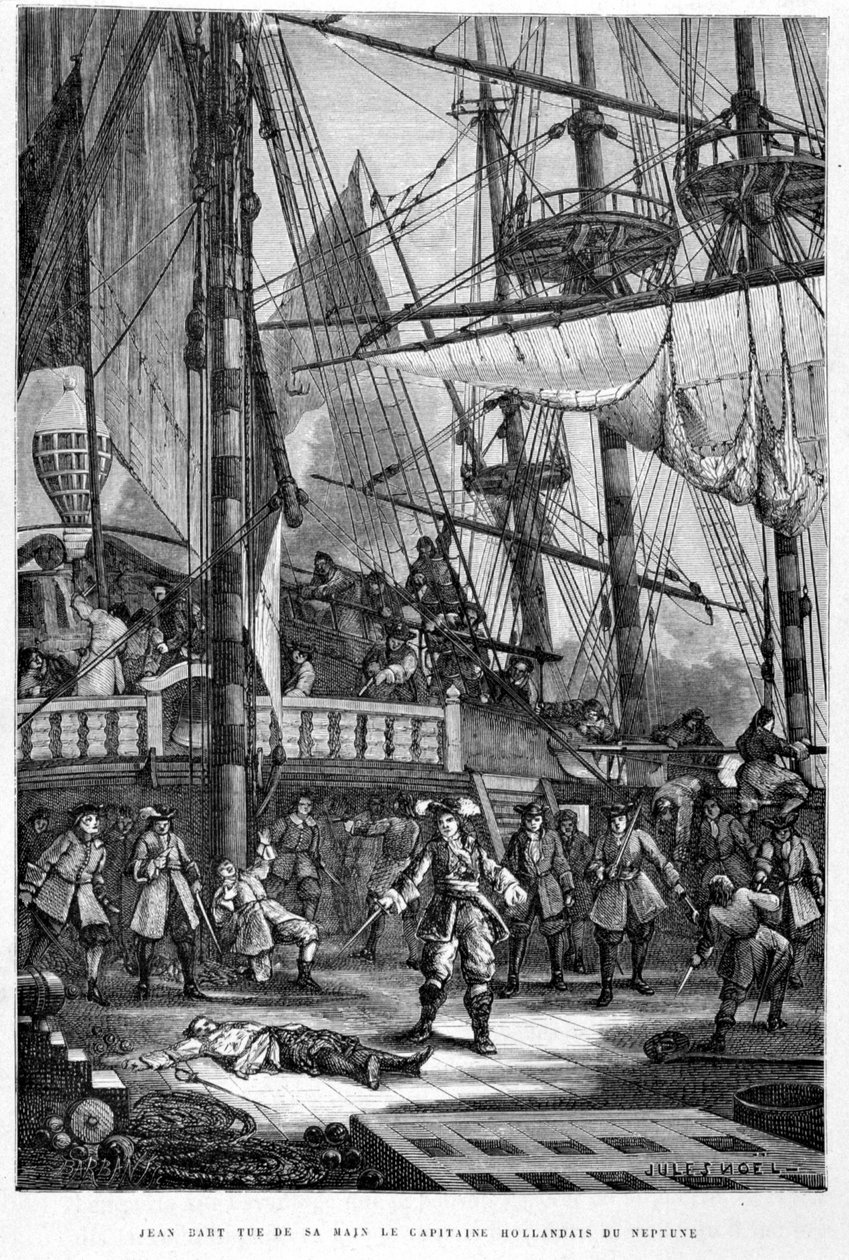 Jean Bart tappaa Neptunuksen hollantilaisen kapteenin kädellä - Guizotin "Ranskan historiassa" tekijältä French School