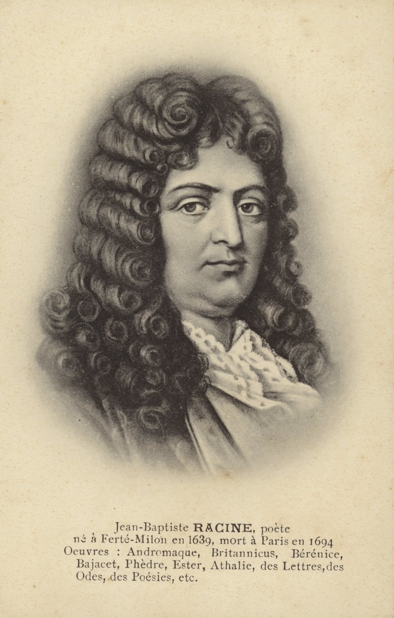 Jean Racine (1639-1699), ranskalainen näytelmäkirjailija (litografia). tekijältä French School