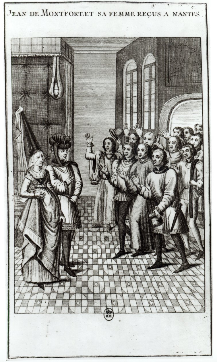 Jean de Bretagne (1293-1345) Montfortin kreivi ja hänen vaimonsa toivotetaan tervetulleeksi Nantesiin tekijältä French School