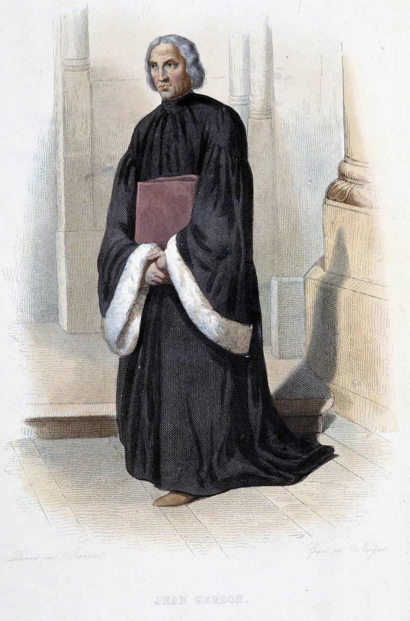 Jean de Gerson, ranskalainen saarnaaja ja teologi (1363-1429) - teoksessa "" Le Plutarque francais", kirjoittanut Mennechet, Pariisi tekijältä French School