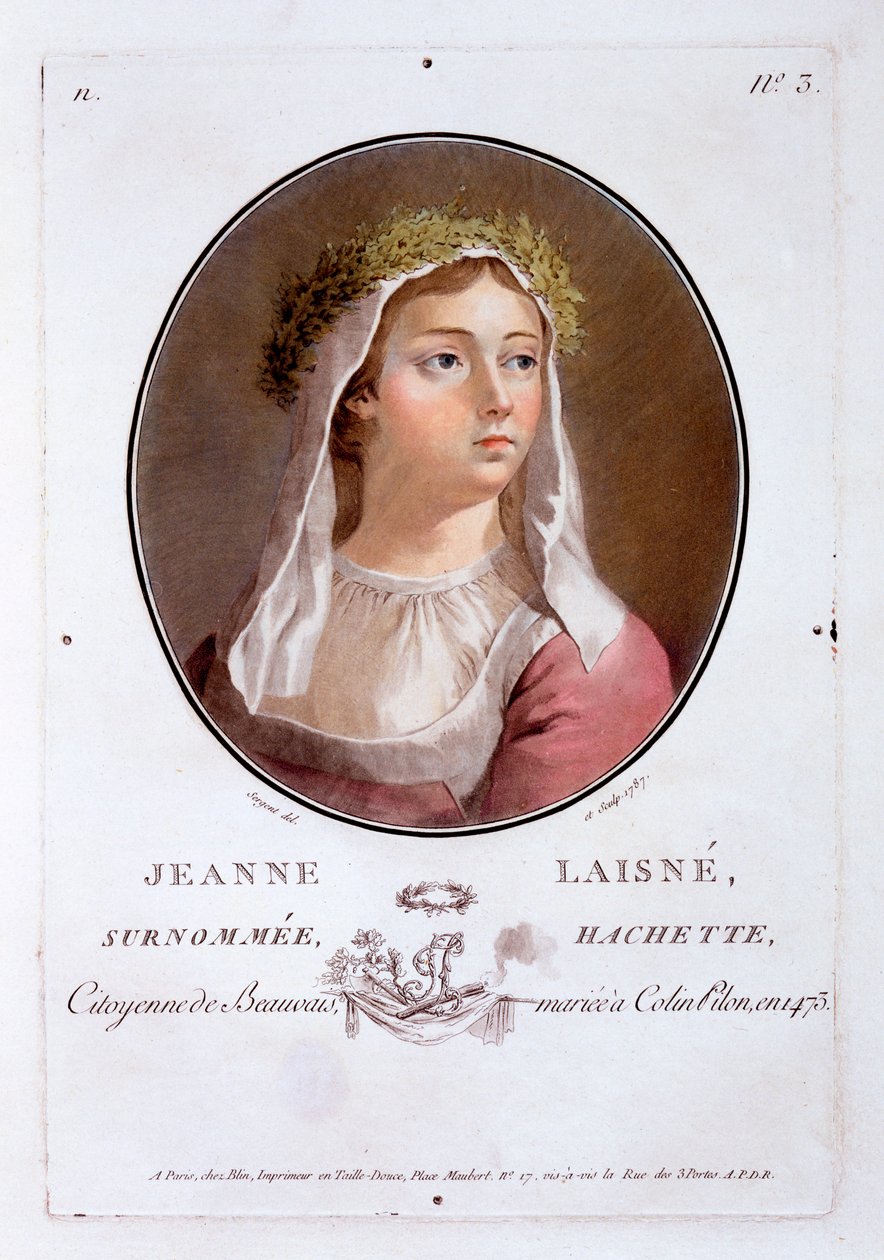Jeanne Laisne, teoksesta Muotokuvia suurista miehistä, maineikkaista naisista ja ikimuistoisista ranskalaisista, julkaistiin 1787-92 tekijältä French School